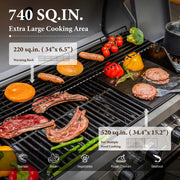 6 Burner Propane Gas Grill and Griddle Combo with Side Burner 740 Sq. In. Large Cooking Area 52,000 but Output BBQ Grill