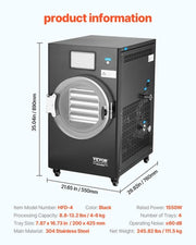 VEVOR Vacuum Freeze Dryer 4-Layer Fruit Vegetable Freeze Drying Machine W/ Pump