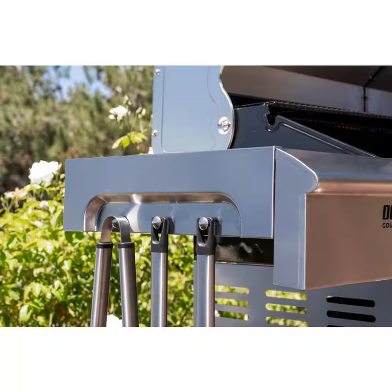 Deluxe 4-Burner Dual Fuel Gas Grill with Gourmet plus Griddle Insert and Side Burner in Black