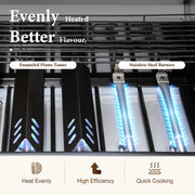 6 Burner Propane Gas Grill and Griddle Combo with Side Burner 740 Sq. In. Large Cooking Area 52,000 but Output BBQ Grill