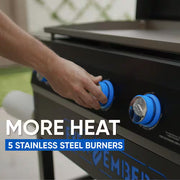 5-Burner Propane Gas Griddle in Black with Lid and Cover