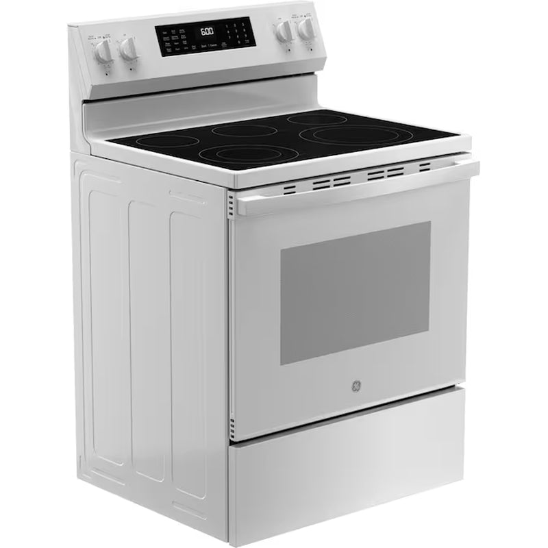 Easywash Oven Tray 30-In Glass Top 5 Burners 5.3-Cu Ft Air Fry Convection Oven Freestanding Electric Ran ( White )