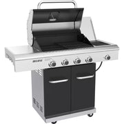 Deluxe 4-Burner Dual Fuel Gas Grill with Gourmet plus Griddle Insert and Side Burner in Black
