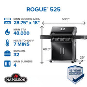 Rogue 525 4-Burner Propane Gas Grill in Black