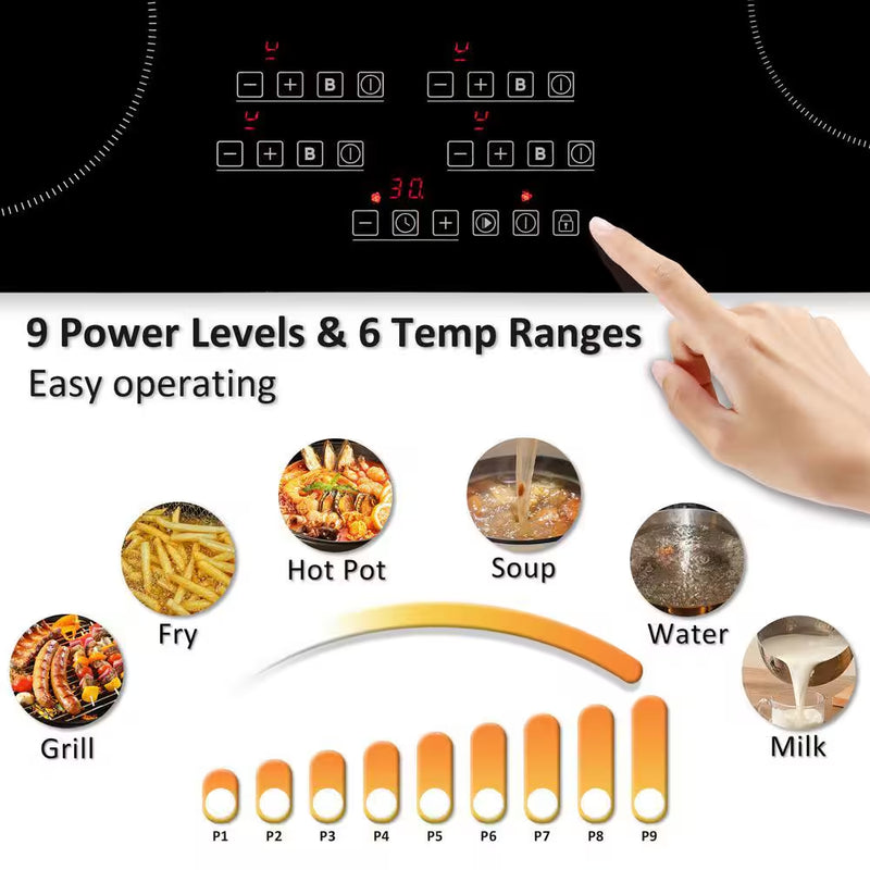 30 In. Induction Cooktop in Black with 4-Elements