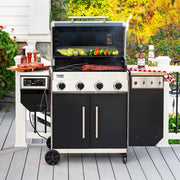 4 Burner Gas Grill and Wood Pellet Smoker Combo