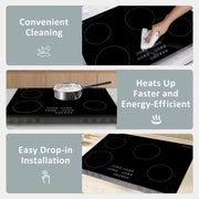 30 In. Induction Cooktop in Black with 4-Elements