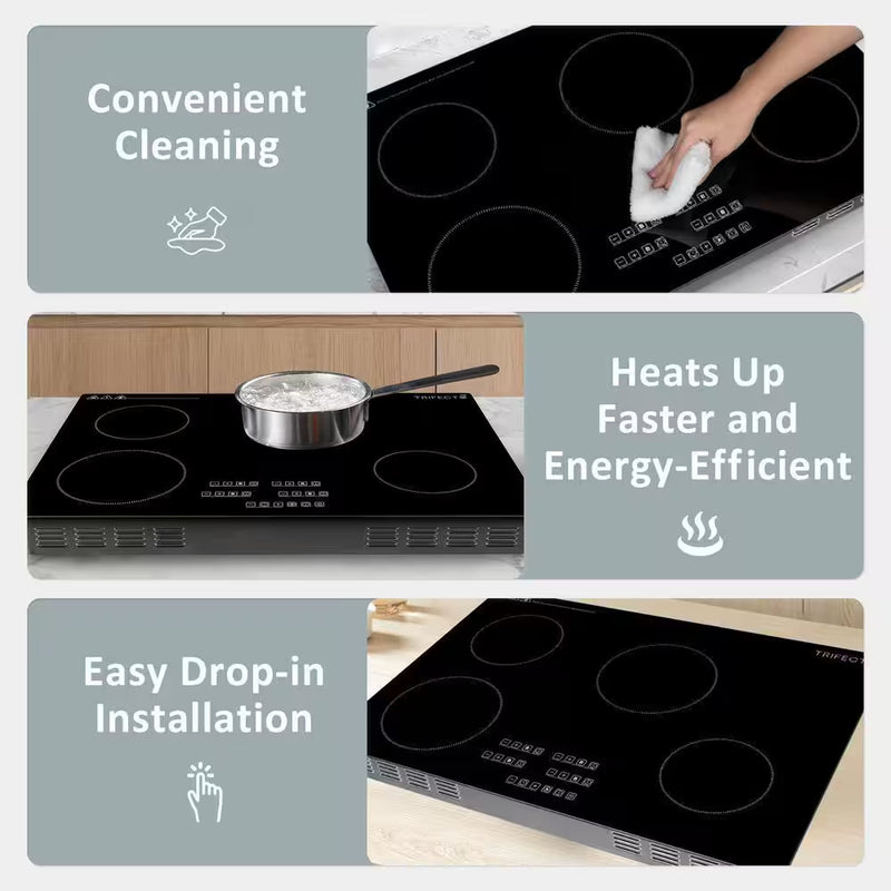 30 In. Induction Cooktop in Black with 4-Elements