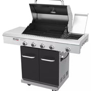 Deluxe 4-Burner Dual Fuel Gas Grill with Gourmet plus Griddle Insert and Side Burner in Black