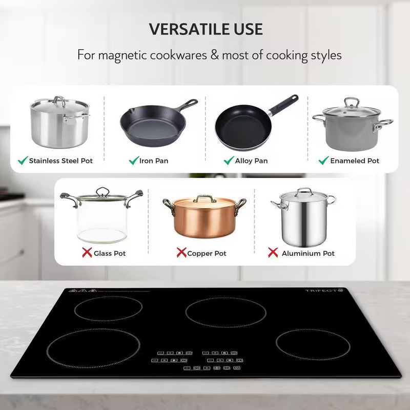 30 In. Induction Cooktop in Black with 4-Elements