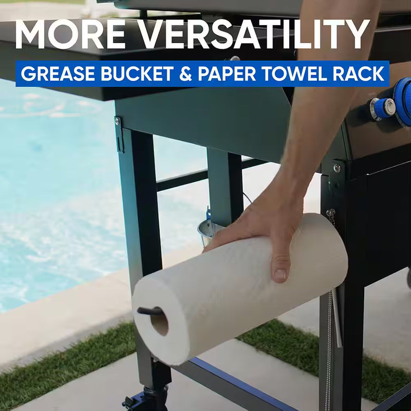 5-Burner Propane Gas Griddle in Black with Lid and Cover