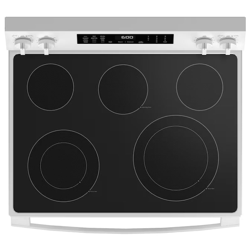 Easywash Oven Tray 30-In Glass Top 5 Burners 5.3-Cu Ft Air Fry Convection Oven Freestanding Electric Ran ( White )