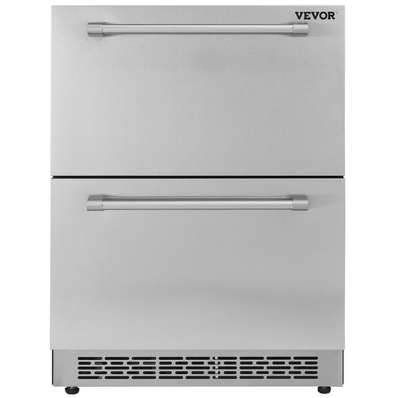 VEVOR Undercounter Refrigerator 24" Built-In 2 Drawer Refrigerator Fridge SUS