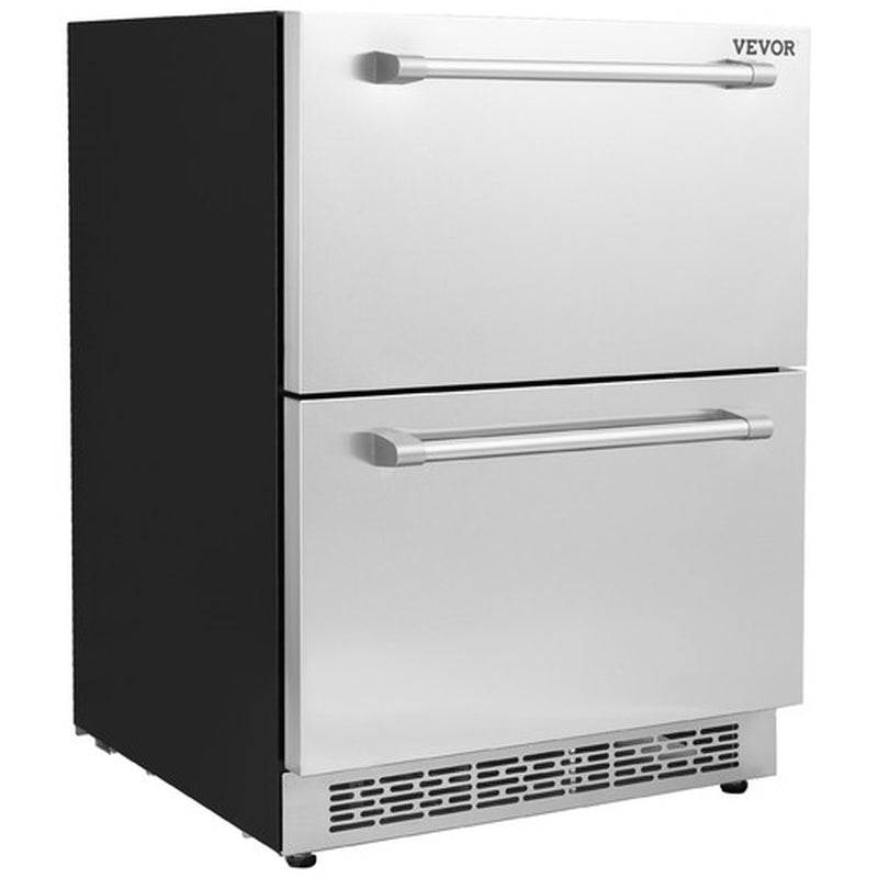 VEVOR Undercounter Refrigerator 24" Built-In 2 Drawer Refrigerator Fridge SUS