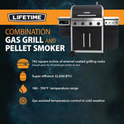4 Burner Gas Grill and Wood Pellet Smoker Combo