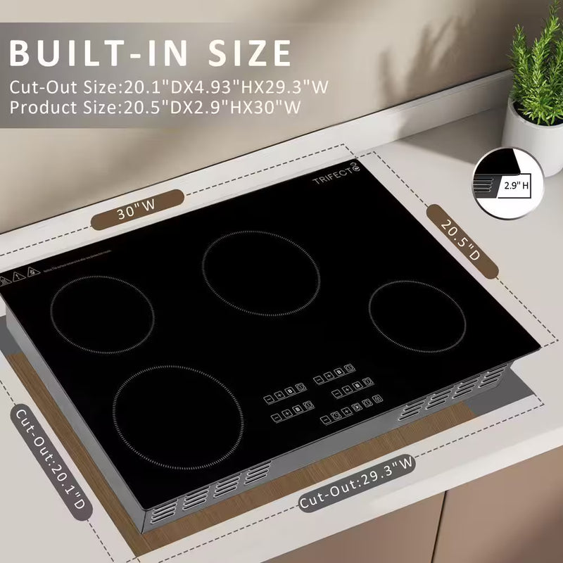 30 In. Induction Cooktop in Black with 4-Elements