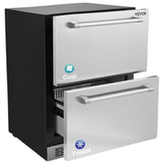 VEVOR Undercounter Refrigerator 24" Built-In 2 Drawer Refrigerator Fridge SUS
