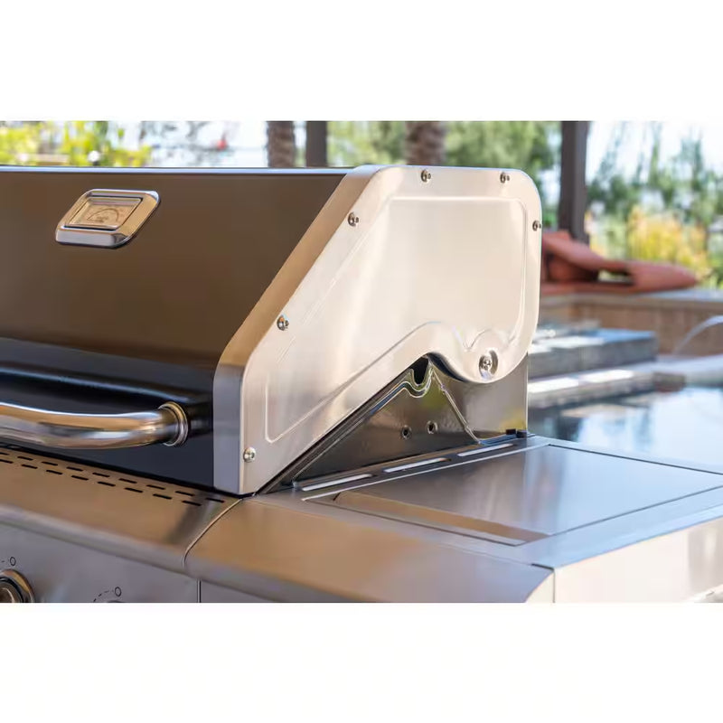 Deluxe 4-Burner Dual Fuel Gas Grill with Gourmet plus Griddle Insert and Side Burner in Black