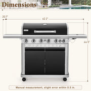 6 Burner Propane Gas Grill and Griddle Combo with Side Burner 740 Sq. In. Large Cooking Area 52,000 but Output BBQ Grill