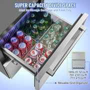 Undercounter Refrigerator Freezeer 24" Built-In 2 Drawer Fridge Chill Freezer