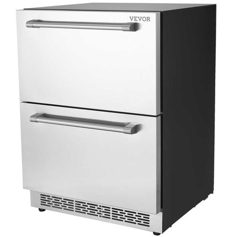 VEVOR Undercounter Refrigerator 24" Built-In 2 Drawer Refrigerator Fridge SUS