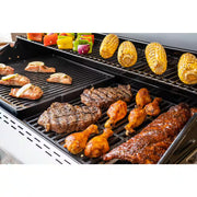 Deluxe 4-Burner Dual Fuel Gas Grill with Gourmet plus Griddle Insert and Side Burner in Black