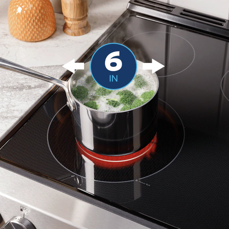 Easywash Oven Tray 30-In Glass Top 5 Burners 5.3-Cu Ft Air Fry Convection Oven Freestanding Electric Ran ( White )