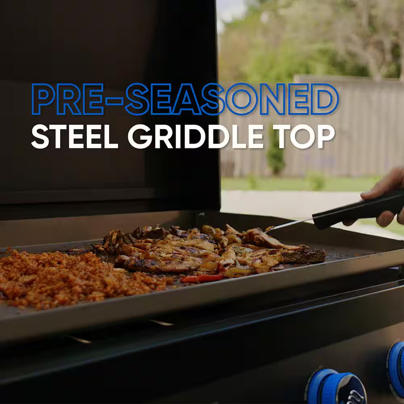 5-Burner Propane Gas Griddle in Black with Lid and Cover