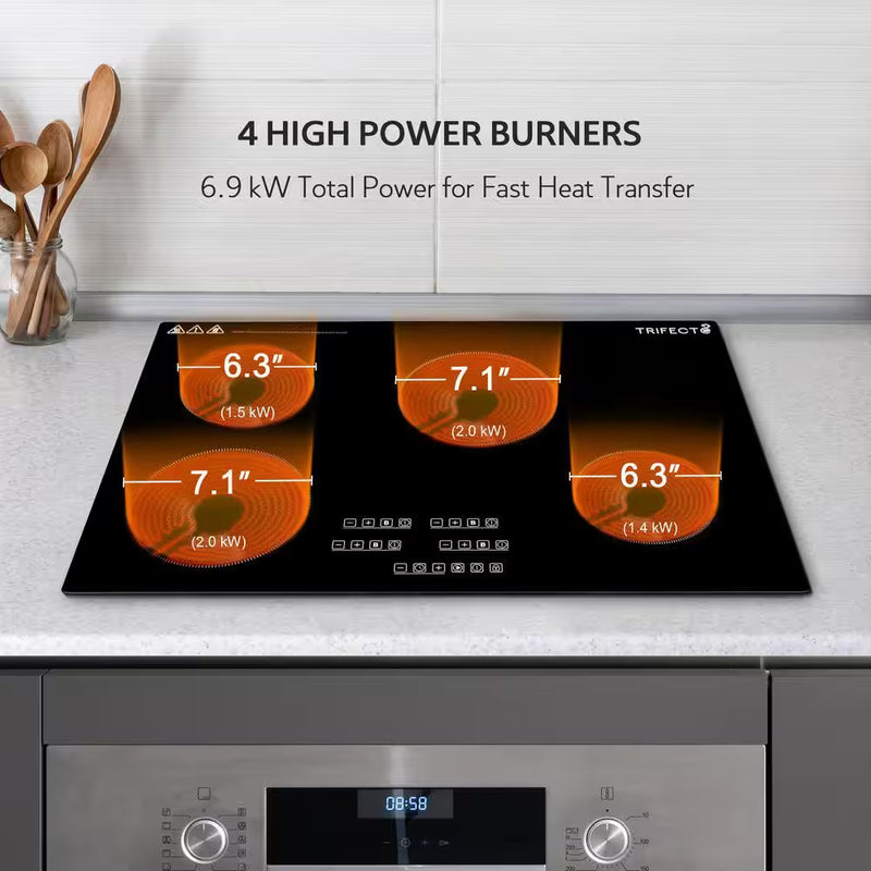 30 In. Induction Cooktop in Black with 4-Elements