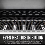 Stainless Steel 6 -Burner Liquid Propane Gas Grill 1 -Side Burner