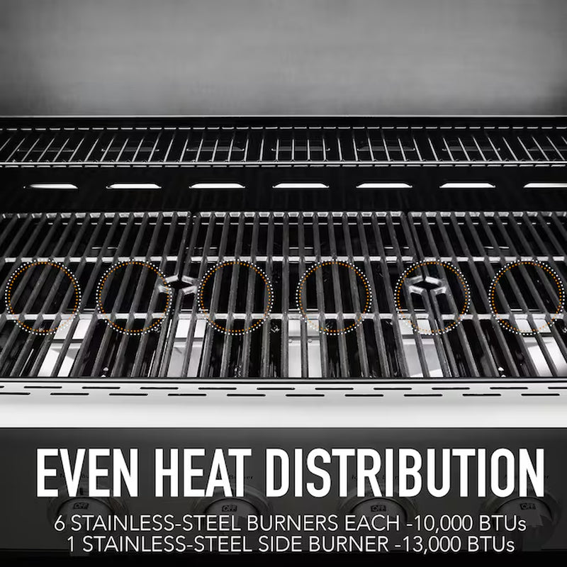 Stainless Steel 6 -Burner Liquid Propane Gas Grill 1 -Side Burner