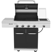 Deluxe 4-Burner Dual Fuel Gas Grill with Gourmet plus Griddle Insert and Side Burner in Black
