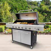 Stainless Steel 6 -Burner Liquid Propane Gas Grill 1 -Side Burner
