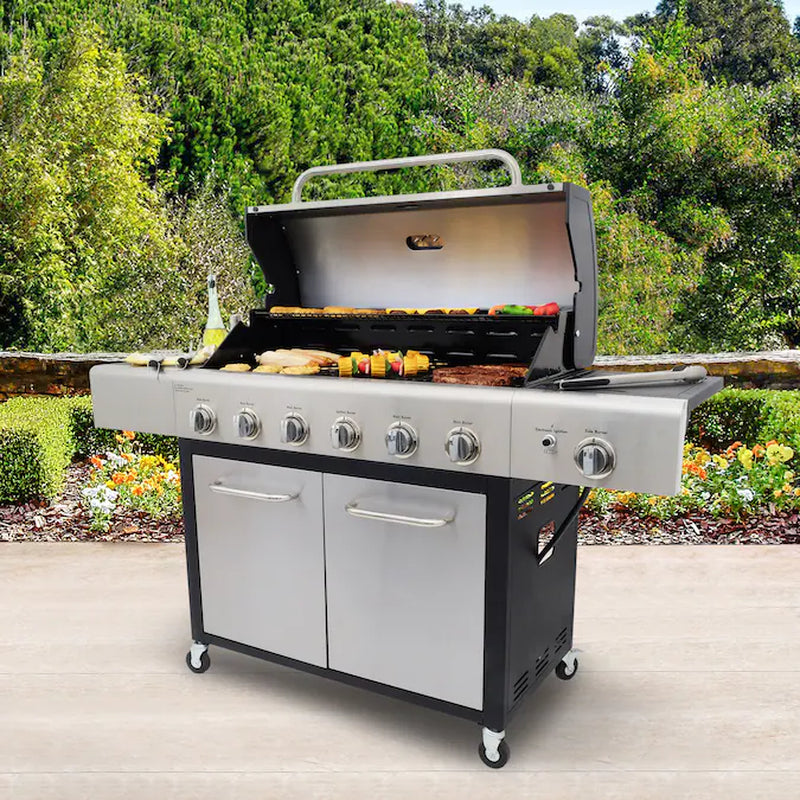 Stainless Steel 6 -Burner Liquid Propane Gas Grill 1 -Side Burner