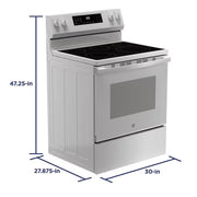 Easywash Oven Tray 30-In Glass Top 5 Burners 5.3-Cu Ft Air Fry Convection Oven Freestanding Electric Ran ( White )