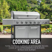 Stainless Steel 6 -Burner Liquid Propane Gas Grill 1 -Side Burner