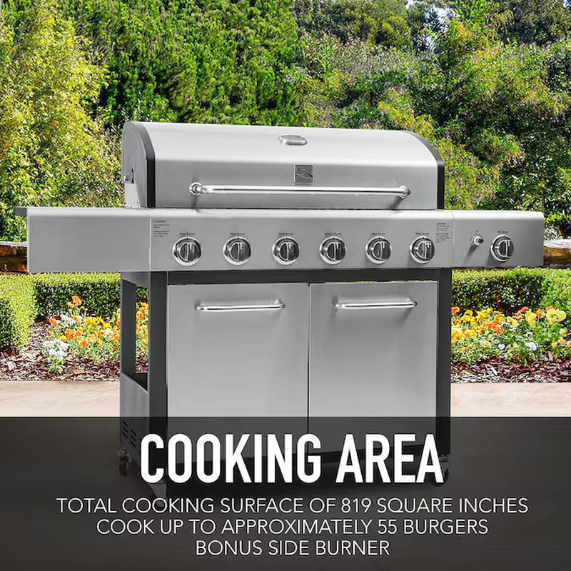 Stainless Steel 6 -Burner Liquid Propane Gas Grill 1 -Side Burner